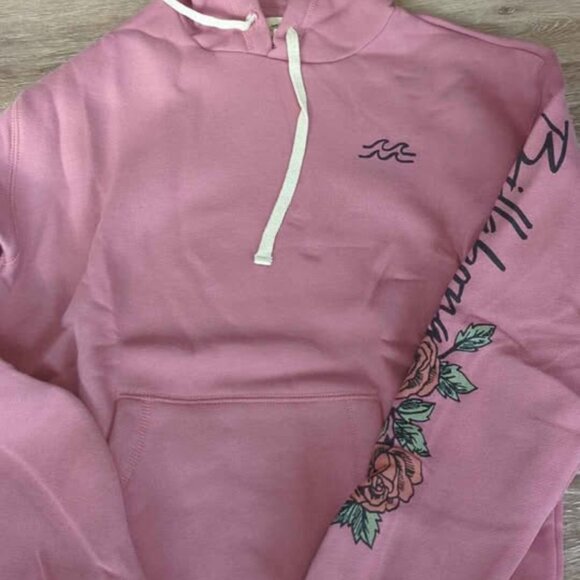 Billabong Womens  Hoodie Sweatshirt Soft Knit Kangaroo Pockets Pink xs new - Picture 1 of 6